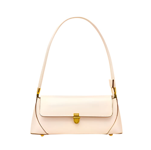 Sienna Luxe Leather Baguette Bag White