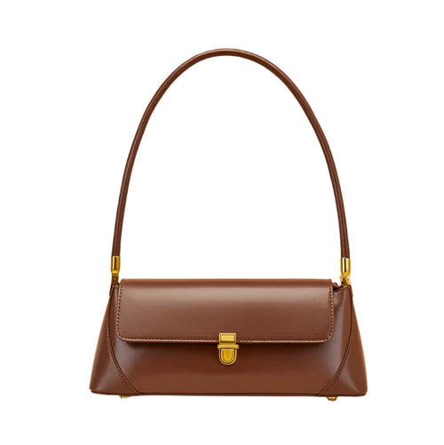 Sienna Luxe Leather Baguette Bag Coffe