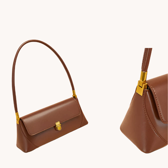 Sienna Luxe Leather Baguette Bag Coffe