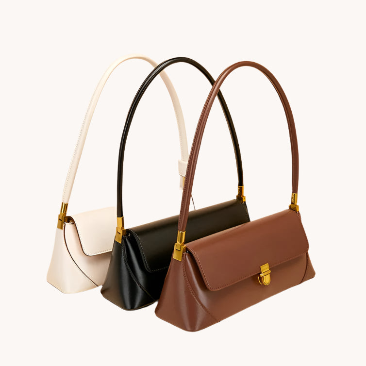 Sienna Luxe Leather Baguette Bag Coffe