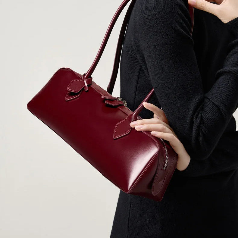 Isabella Luxe Leather Bag Burgundy